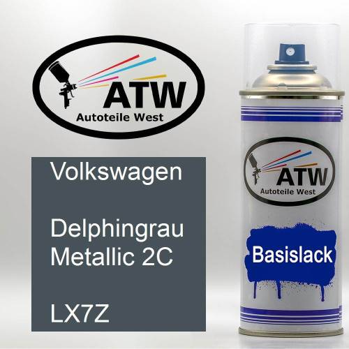 Volkswagen, Delphingrau Metallic 2C, LX7Z: 400ml Sprühdose, von ATW Autoteile West.